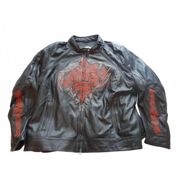 Women's Harley-Davidson Black Leather Motorcycle Jacket Size 3W - Picture 3 of 6